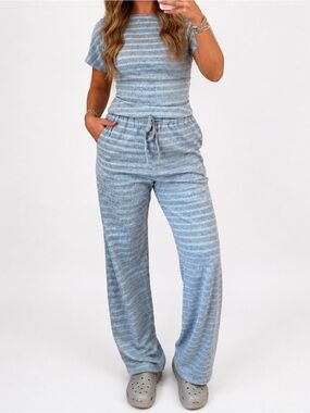 NWT Striped Blue & Gray Lounge Set